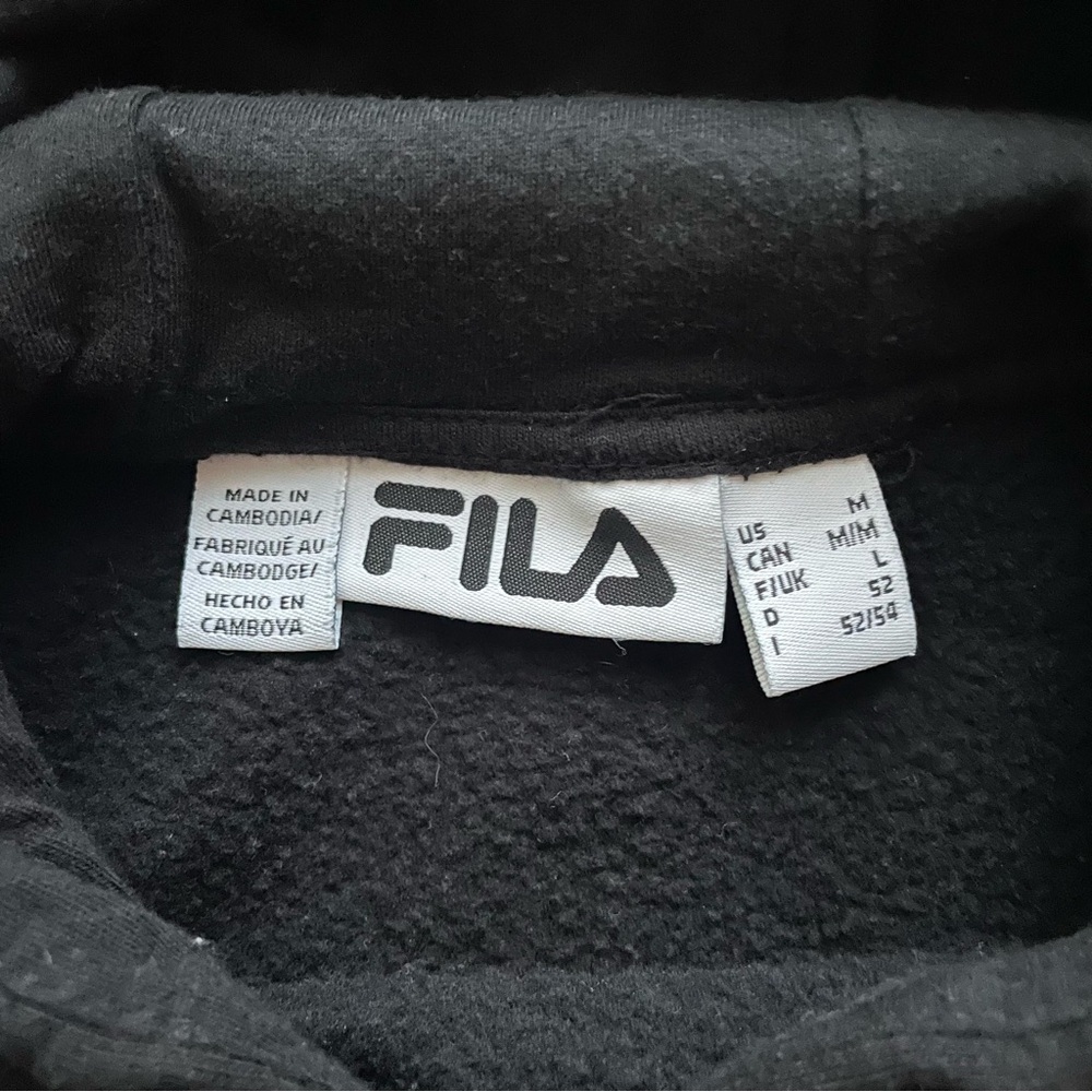 Fila Black Pullover Sweatshirt Hoodie embroidered logo size M - Picture 6 of 6